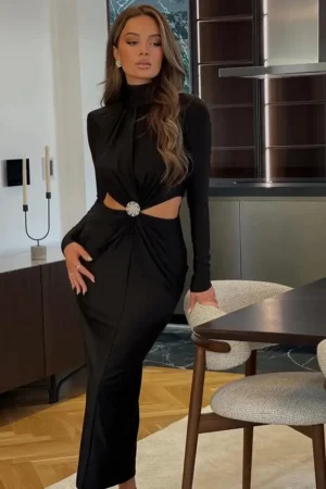 Rochie midi Ely, Negru