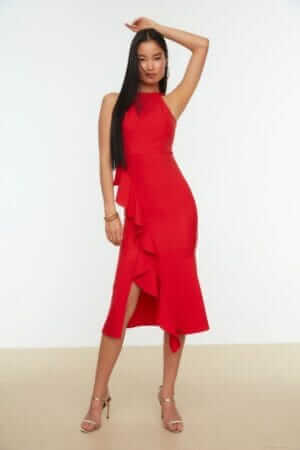 Rochie midi Flavia, Rosu