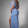 Rochie lunga Isabella, Albastru, cu paiete