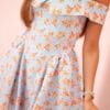 Rochie mini Maria, Albastru, cu imprimeu floral