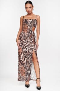 Rochie lunga Ilona, animal print