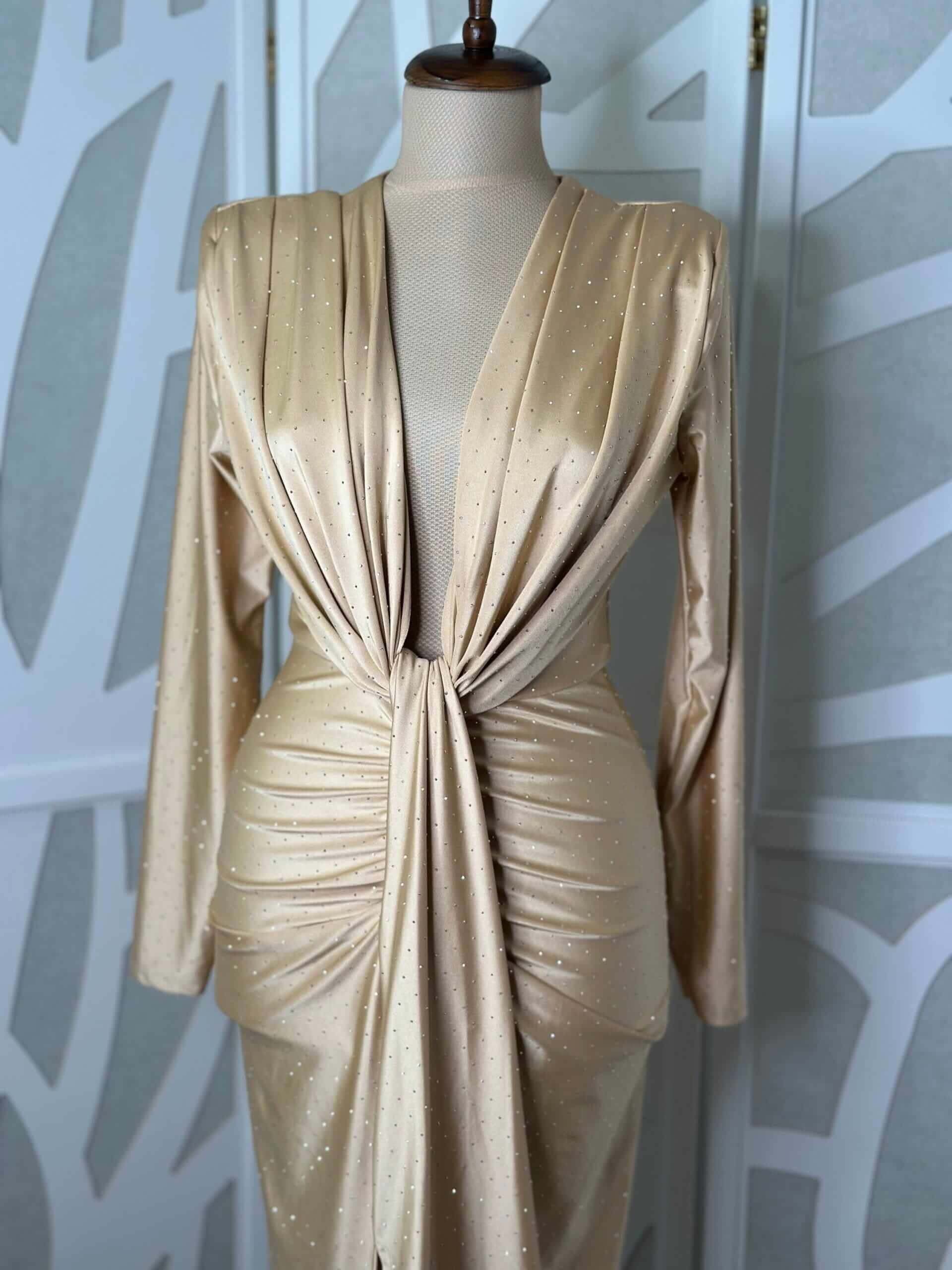 Rochie midi Nova, Auriu