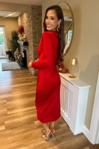 Rochie midi Nova, Rosu