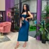 Rochie midi Serena, Turcoaz