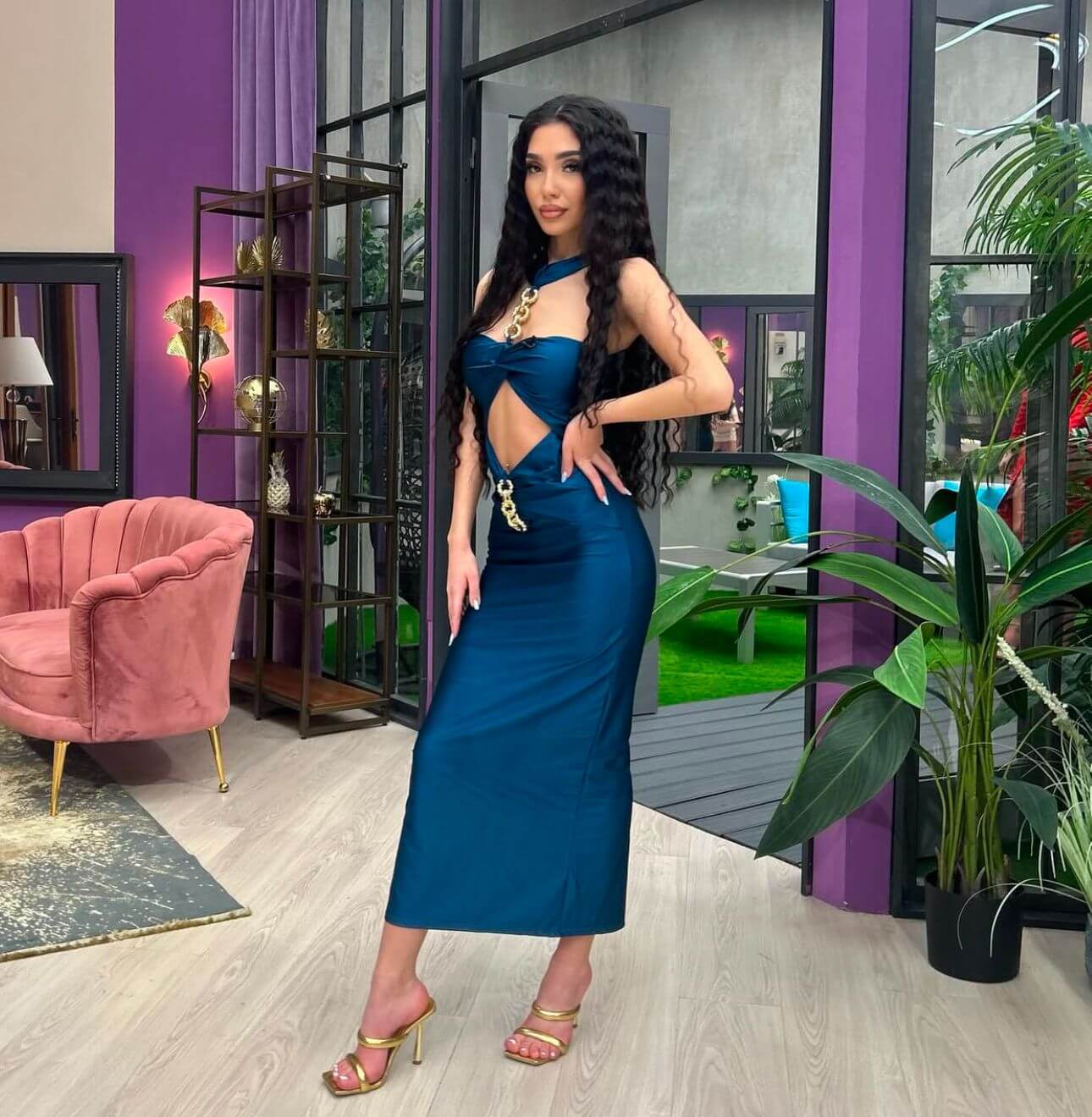 Rochie midi Serena, Turcoaz