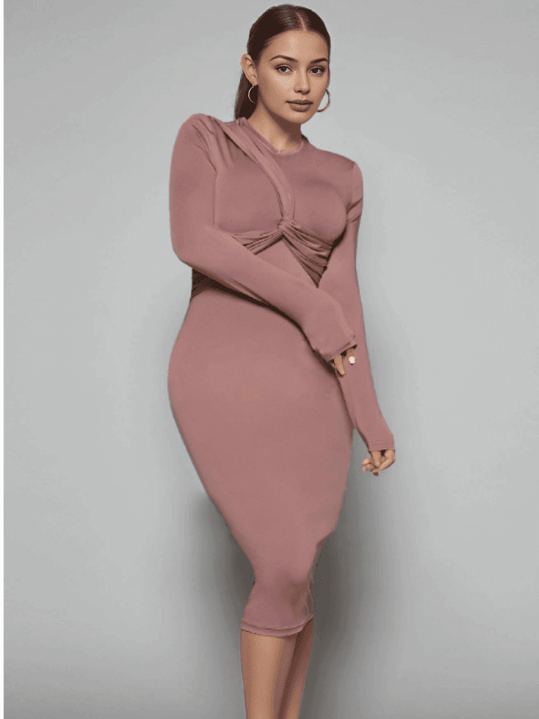 Rochie midi Elena, Roz
