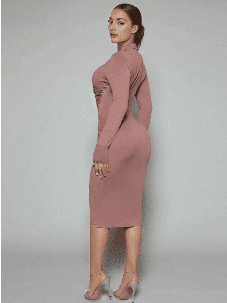 Rochie midi Elena, Roz