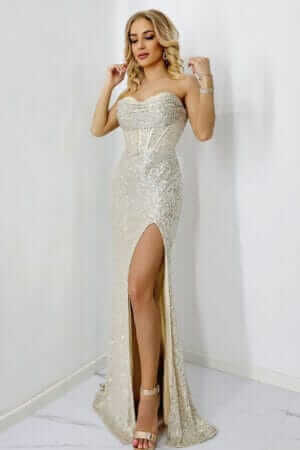 Rochie lunga Zhea, Argintie