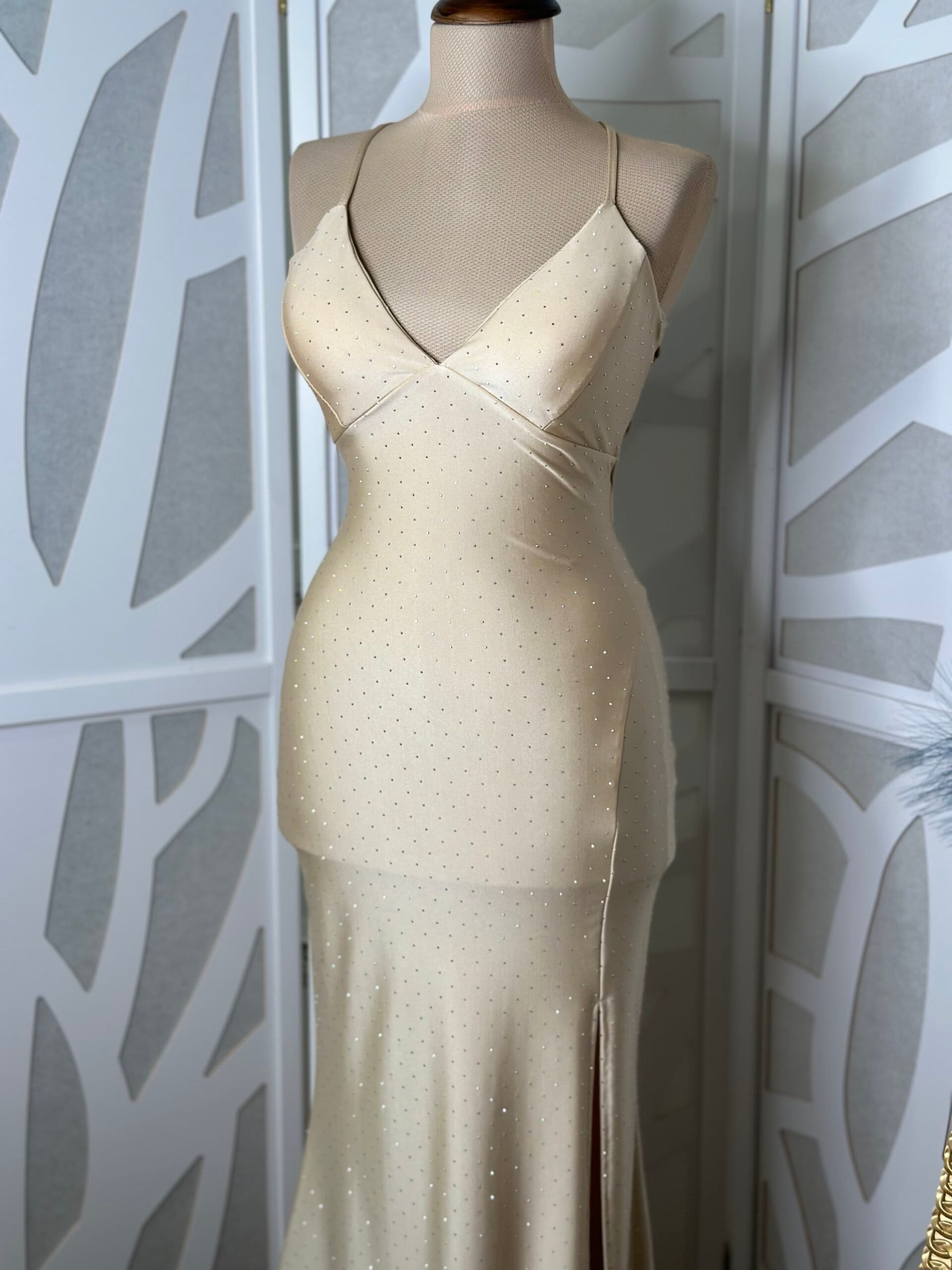 Rochie maxi Kim, Crem