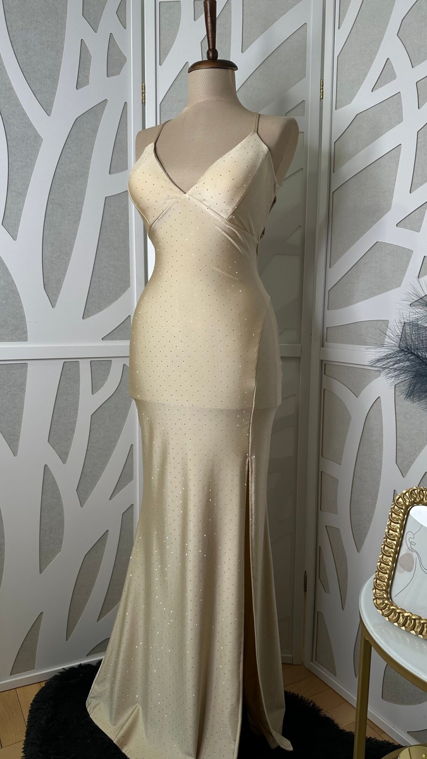 Rochie maxi Kim, Crem