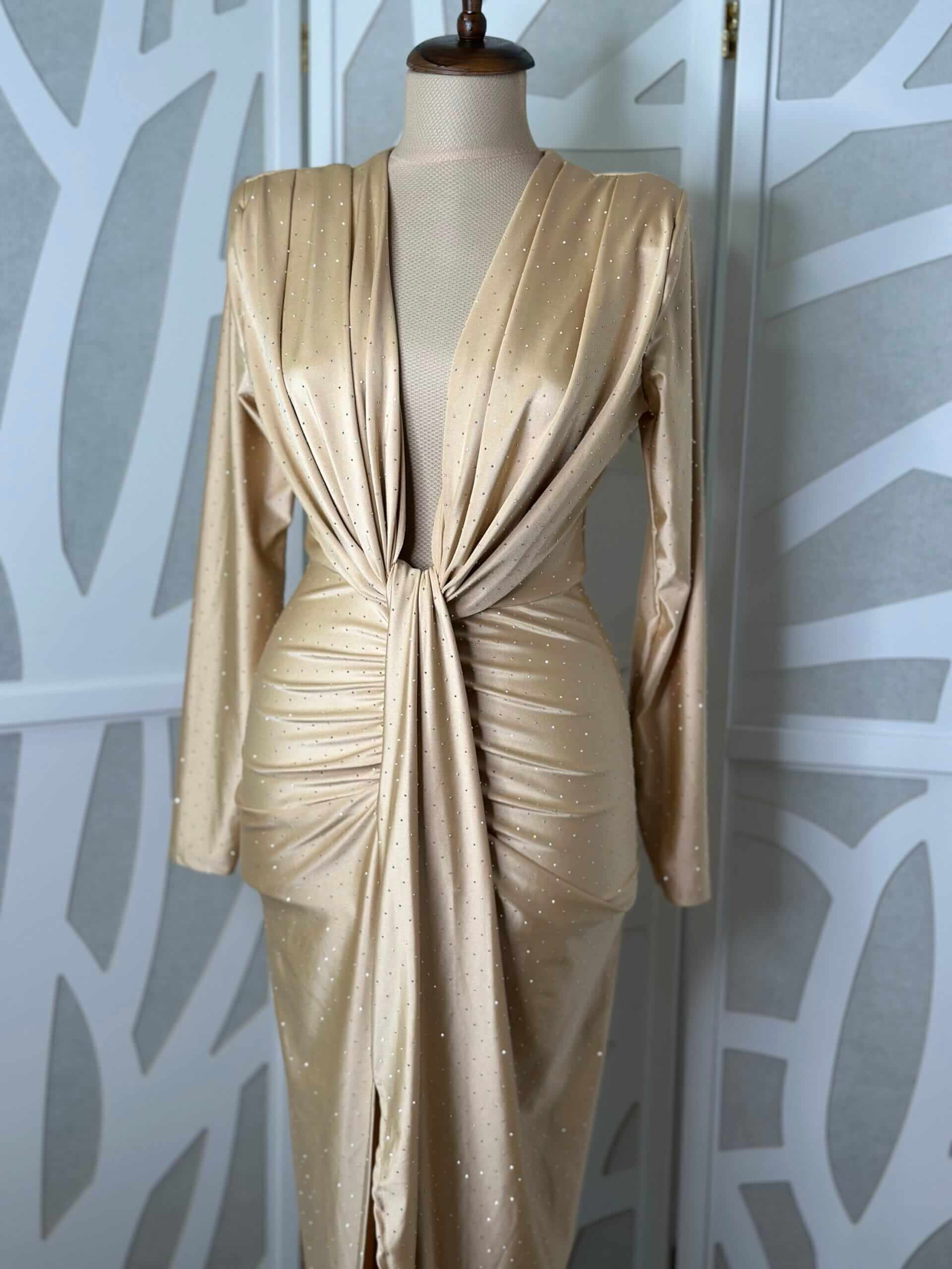 Rochie midi Nova, Auriu