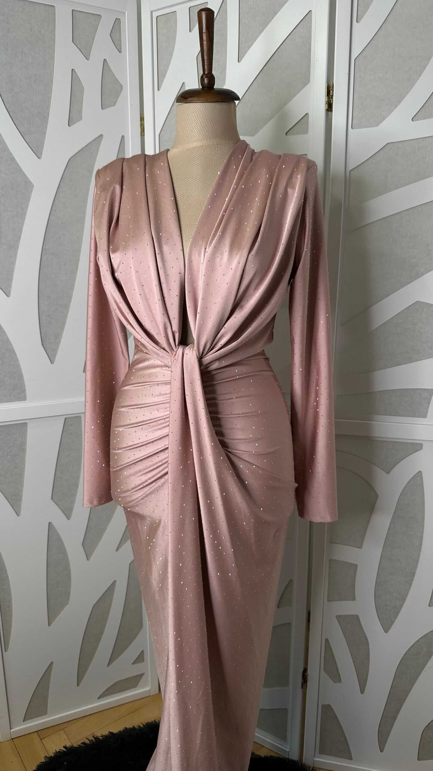 Rochie midi Nova, Roz Pudra