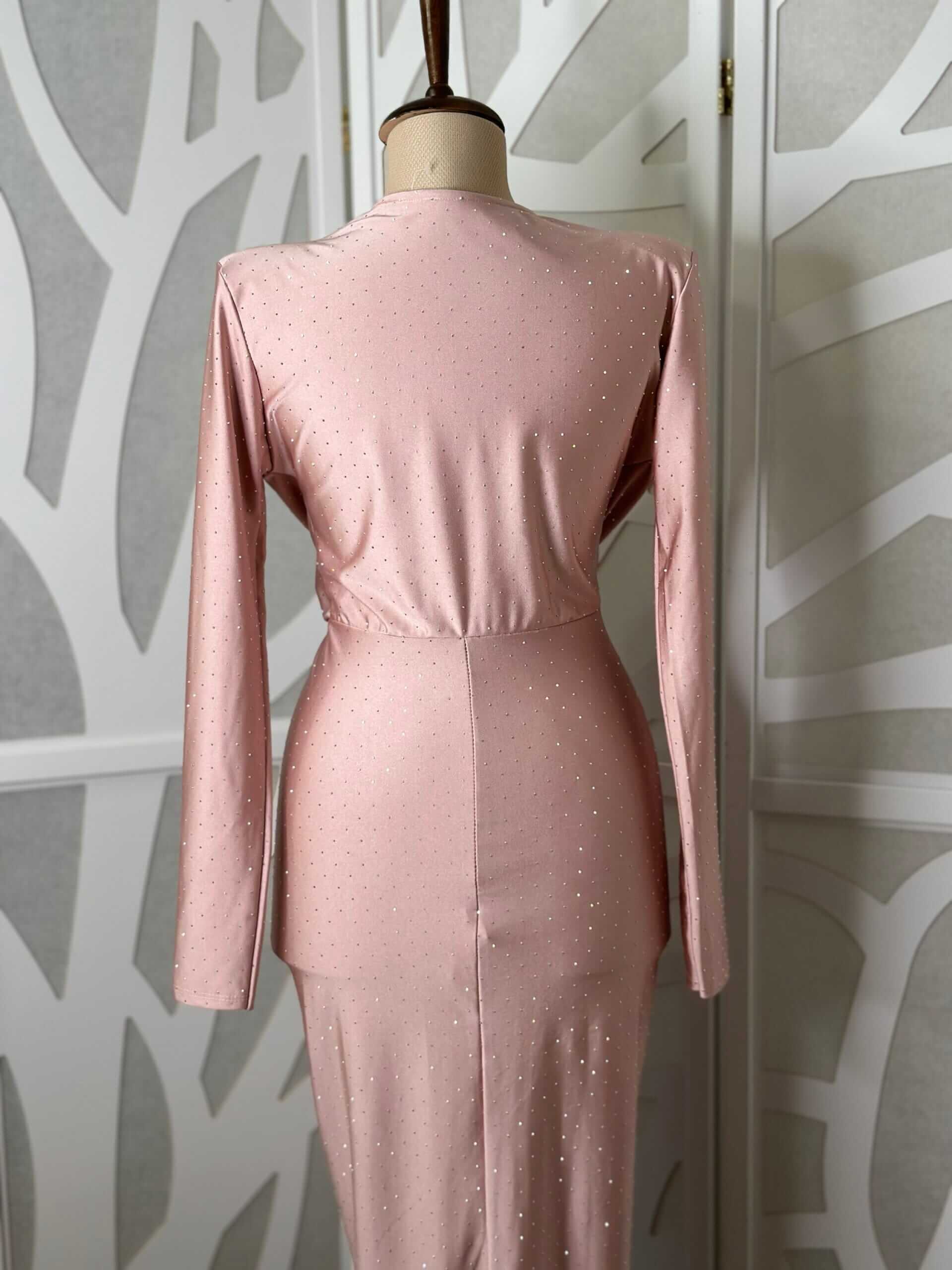 Rochie midi Nova, Roz Pudra