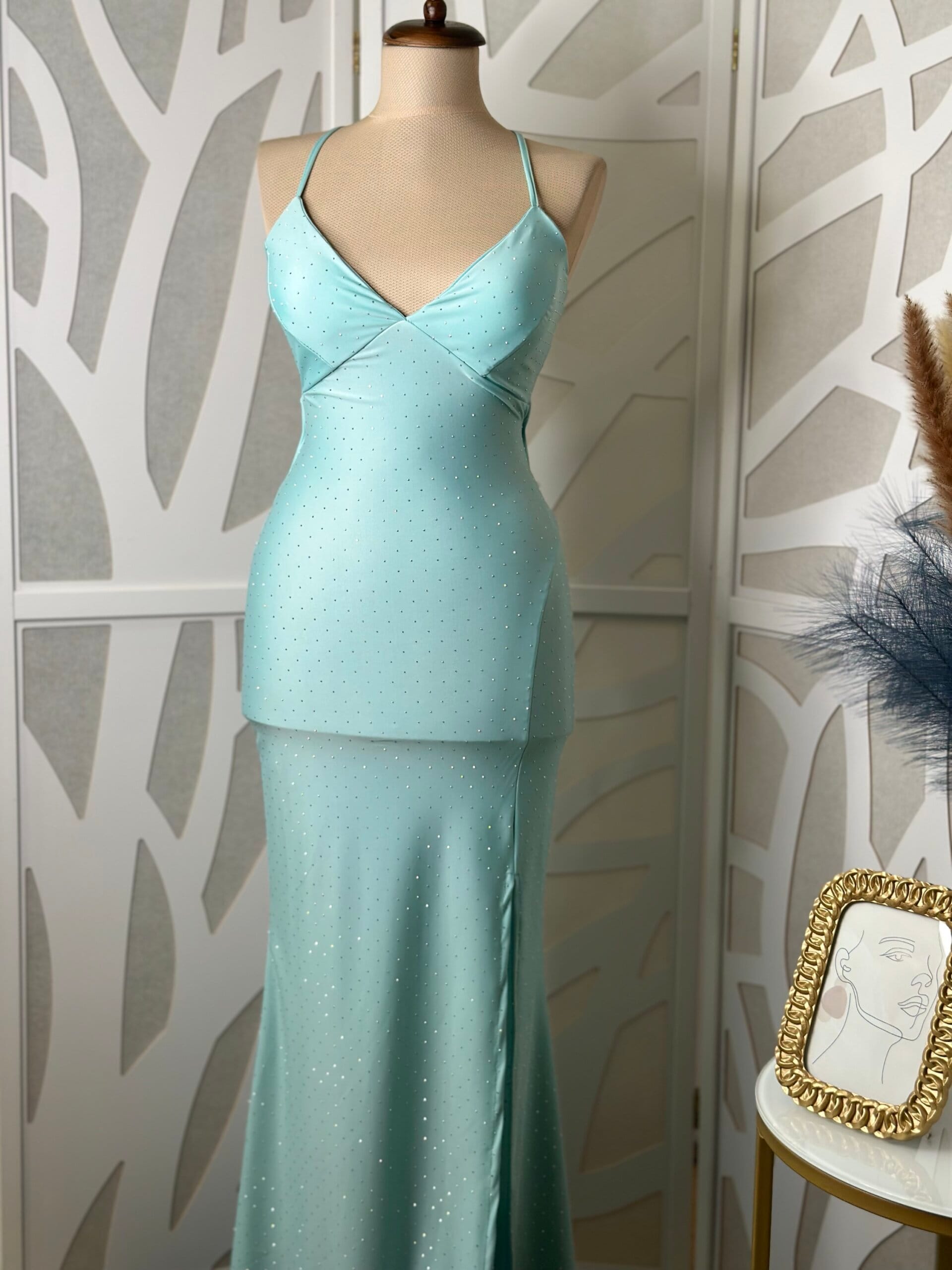 Rochie maxi Kim, Verde menta