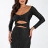 Rochie maxi Edith cu cristale argintii, Negru