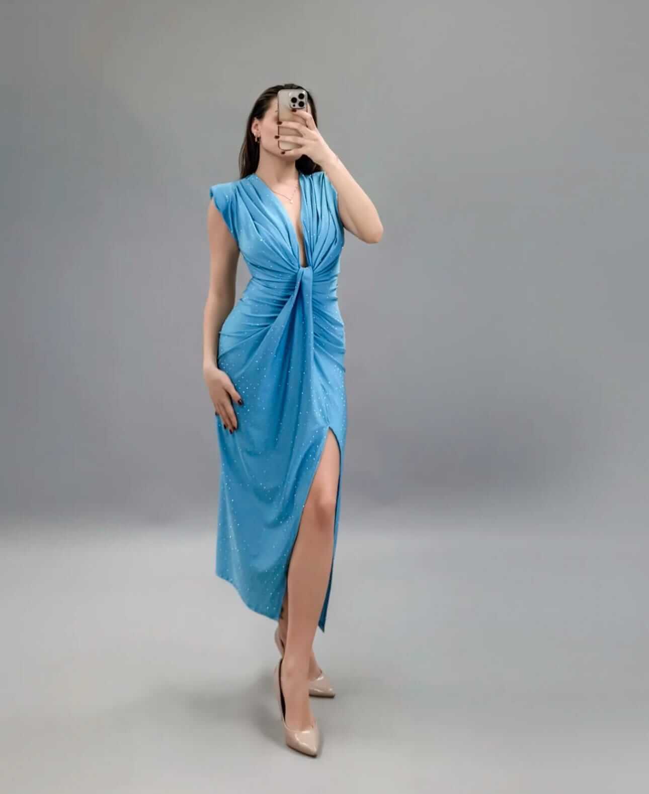 Rochie midi Eda, albastru