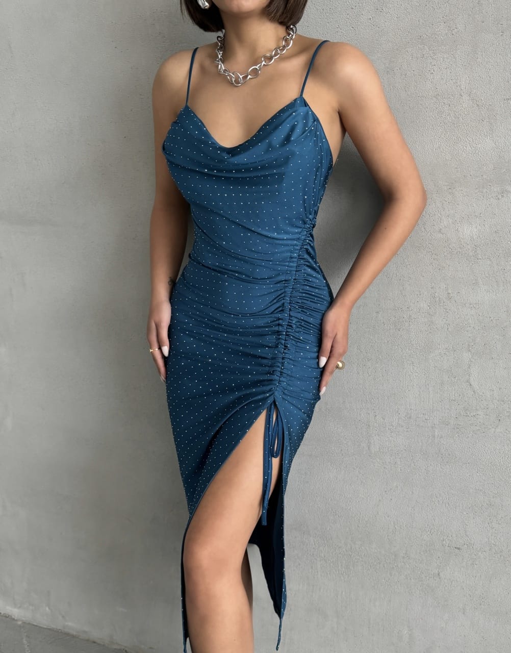 Rochie midi Aria, Albastru