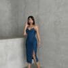 Rochie midi Aria, Albastru