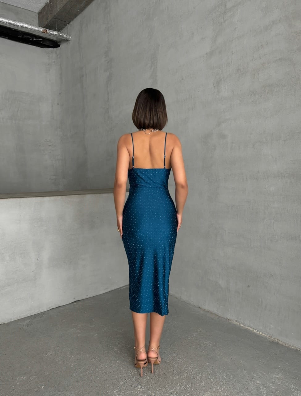 Rochie midi Aria, Albastru