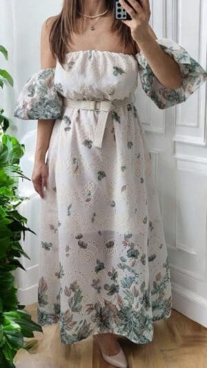 Rochie midi Lana, Crem