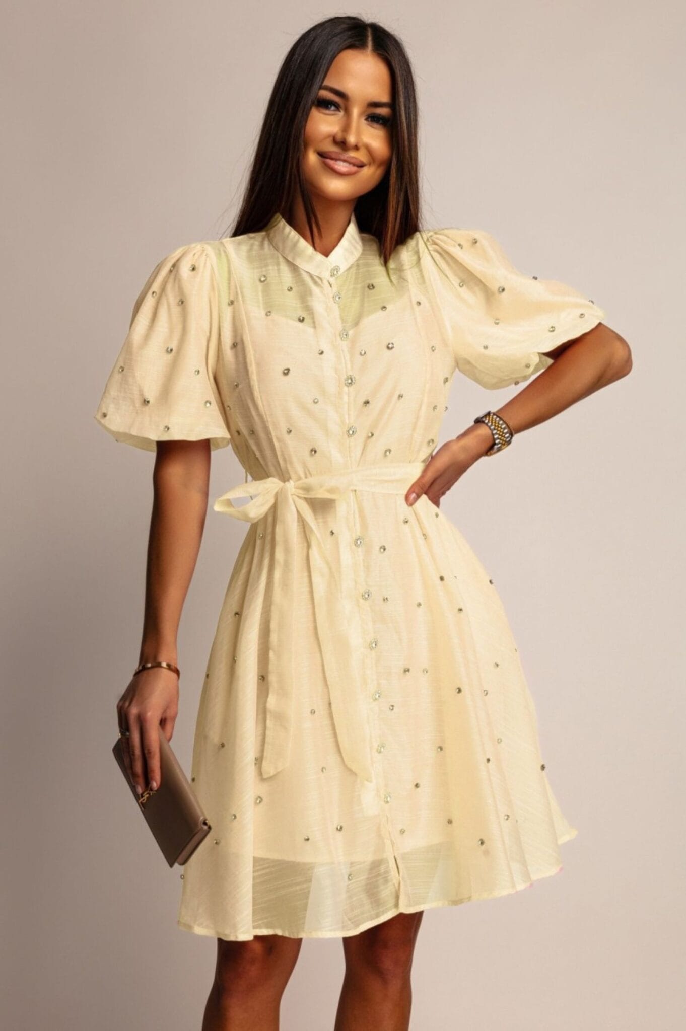 Rochie mini Khloe, Crem