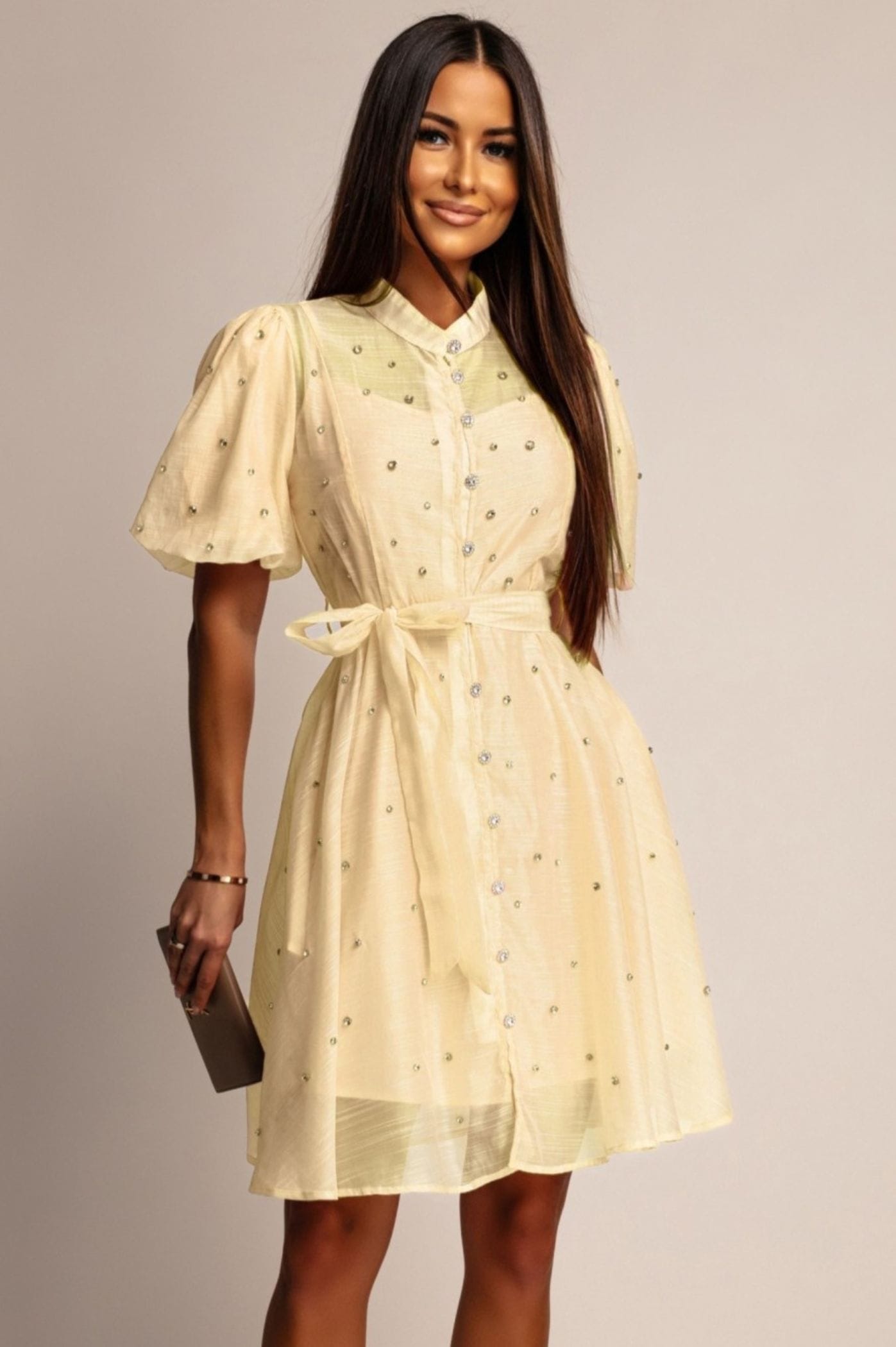 Rochie mini Khloe, Crem