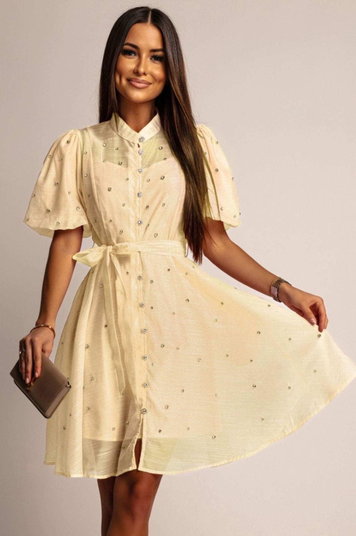 Rochie mini Khloe, Crem