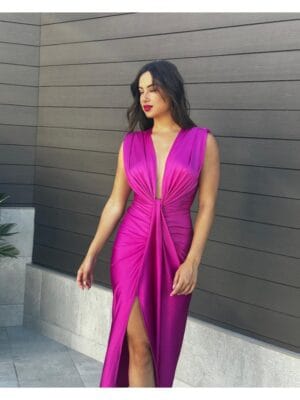 Rochie midi Evelyn, Roz