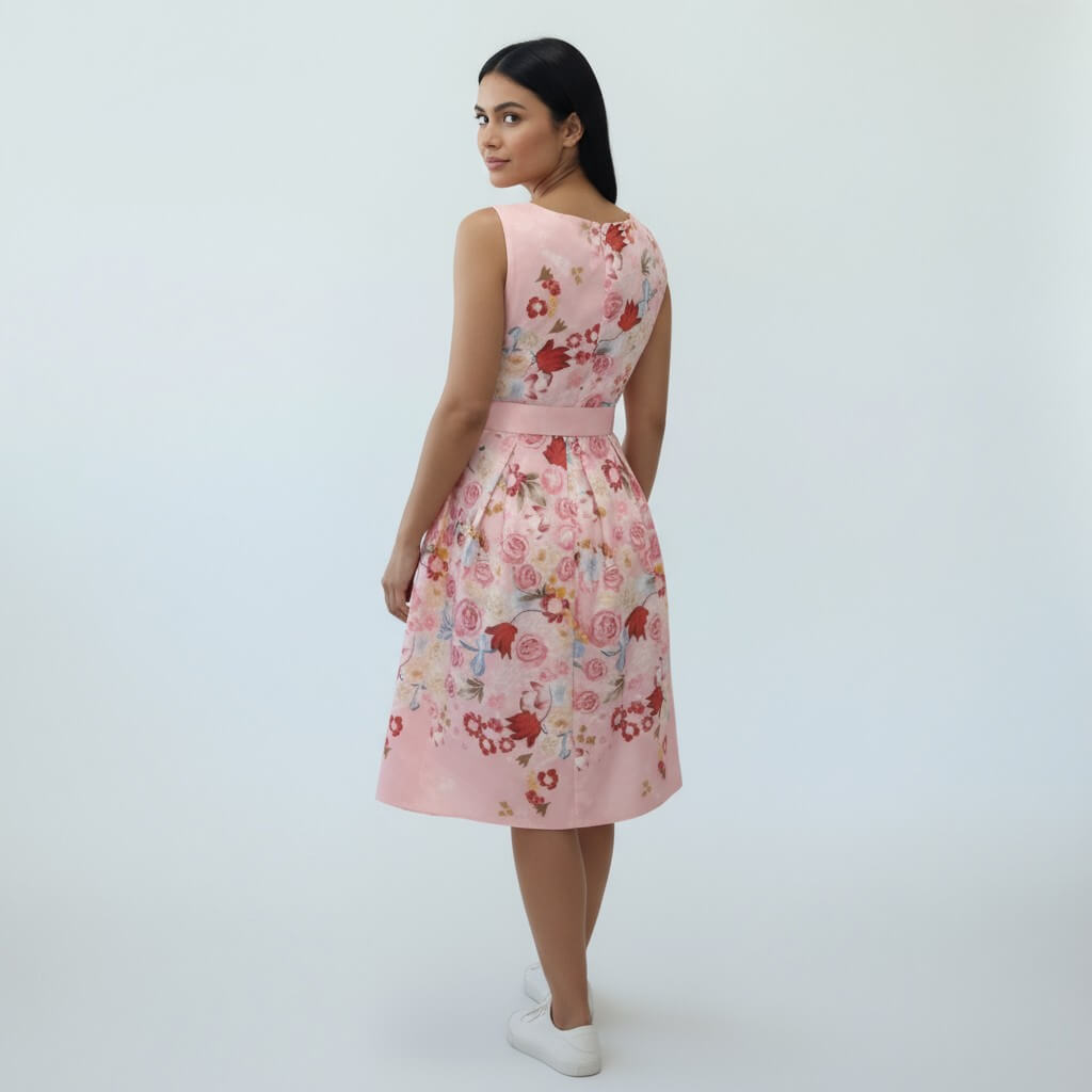 Rochie midi Georgia din Bumbac, Roz