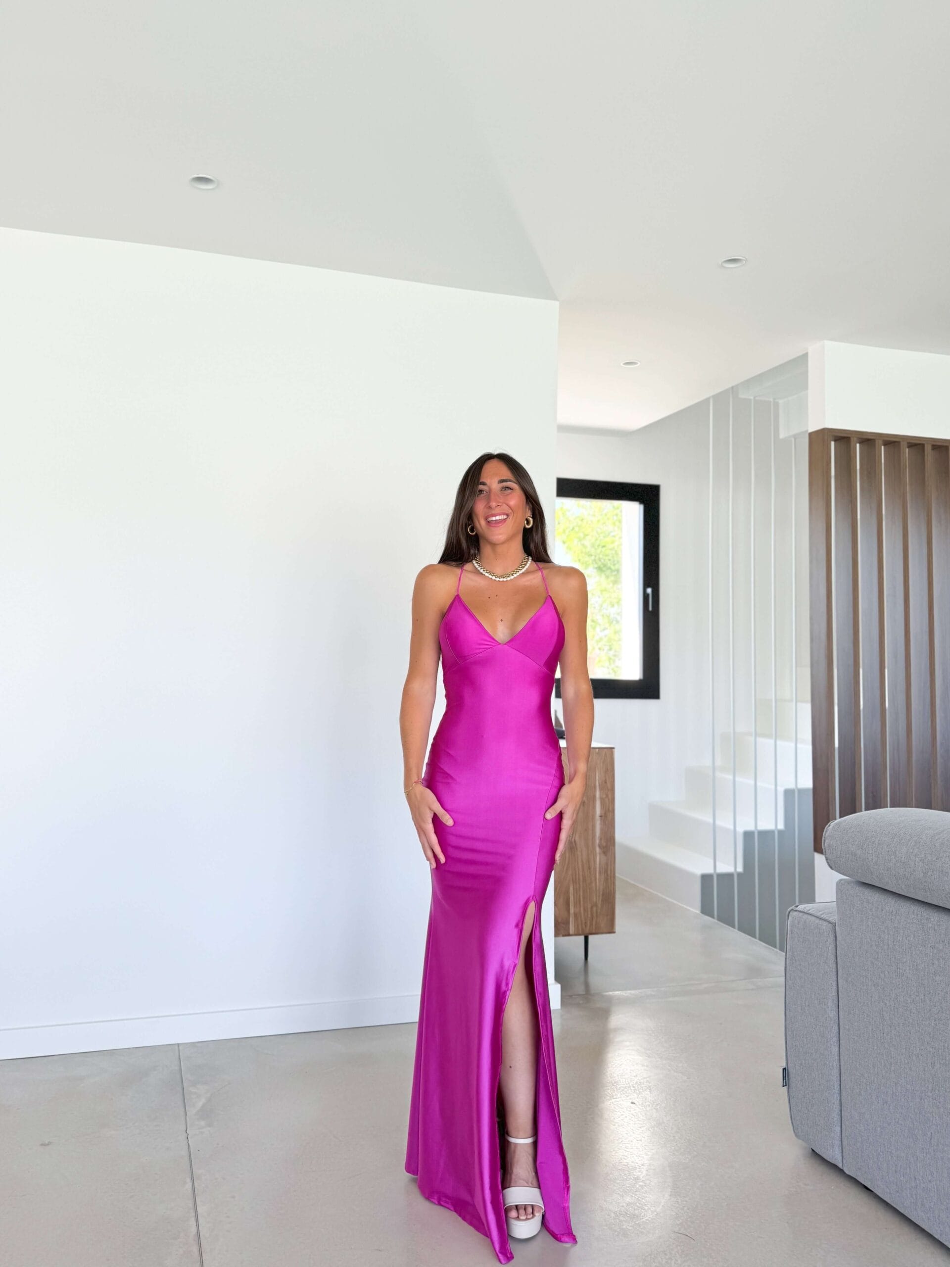 Rochie maxi Theo. roz