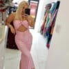 Rochie midi Serena, Roz deschis
