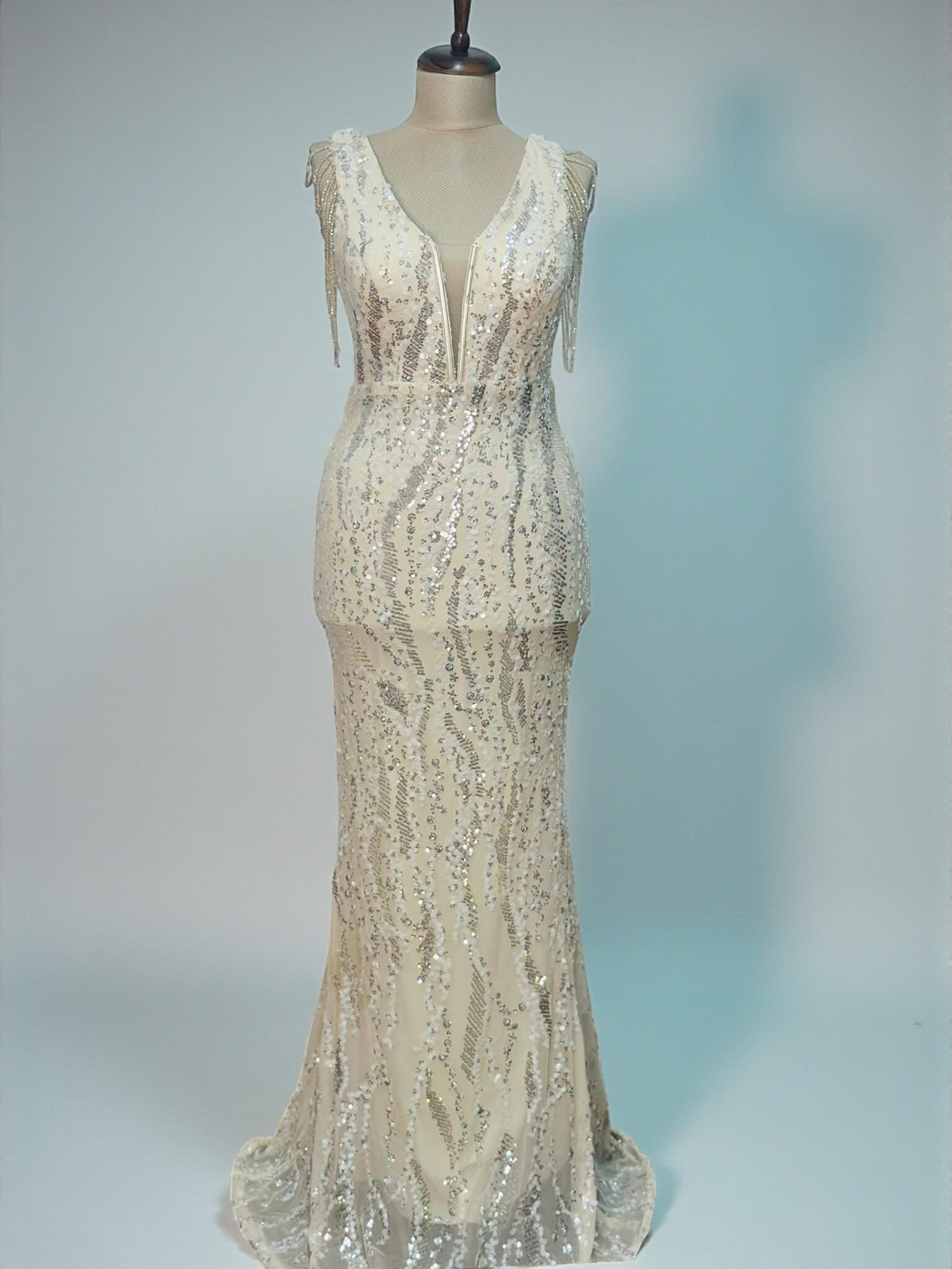 Rochie maxi Glam Goddess, Argintiu