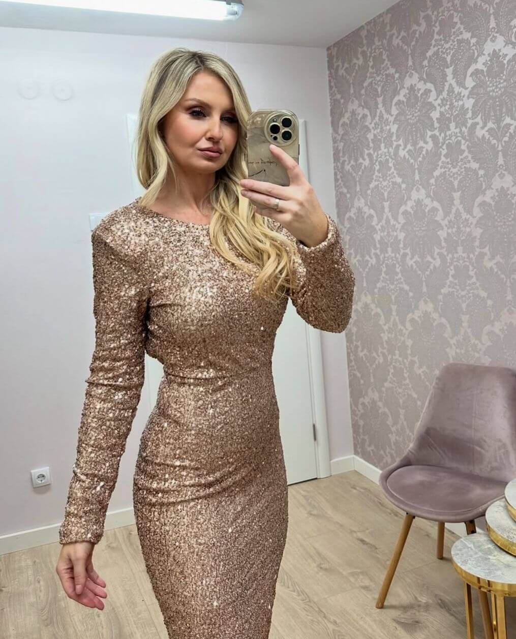 Rochie maxi Anais, Auriu