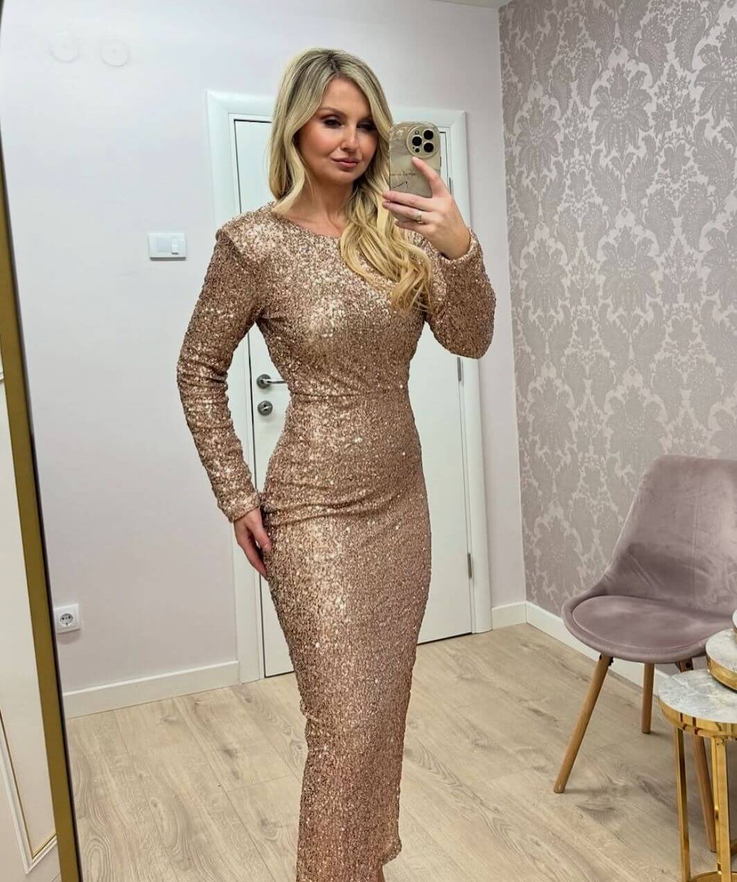 Rochie maxi Anais, Auriu
