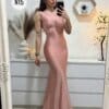 Rochie maxi Gilda, Roz pudra