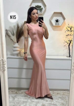 Rochie maxi Gilda, Roz pudra