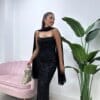 Rochie midi Glamour Noir, Negru