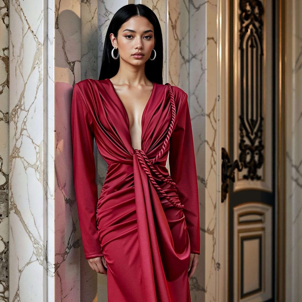 Rochie midi Ella, Rosu