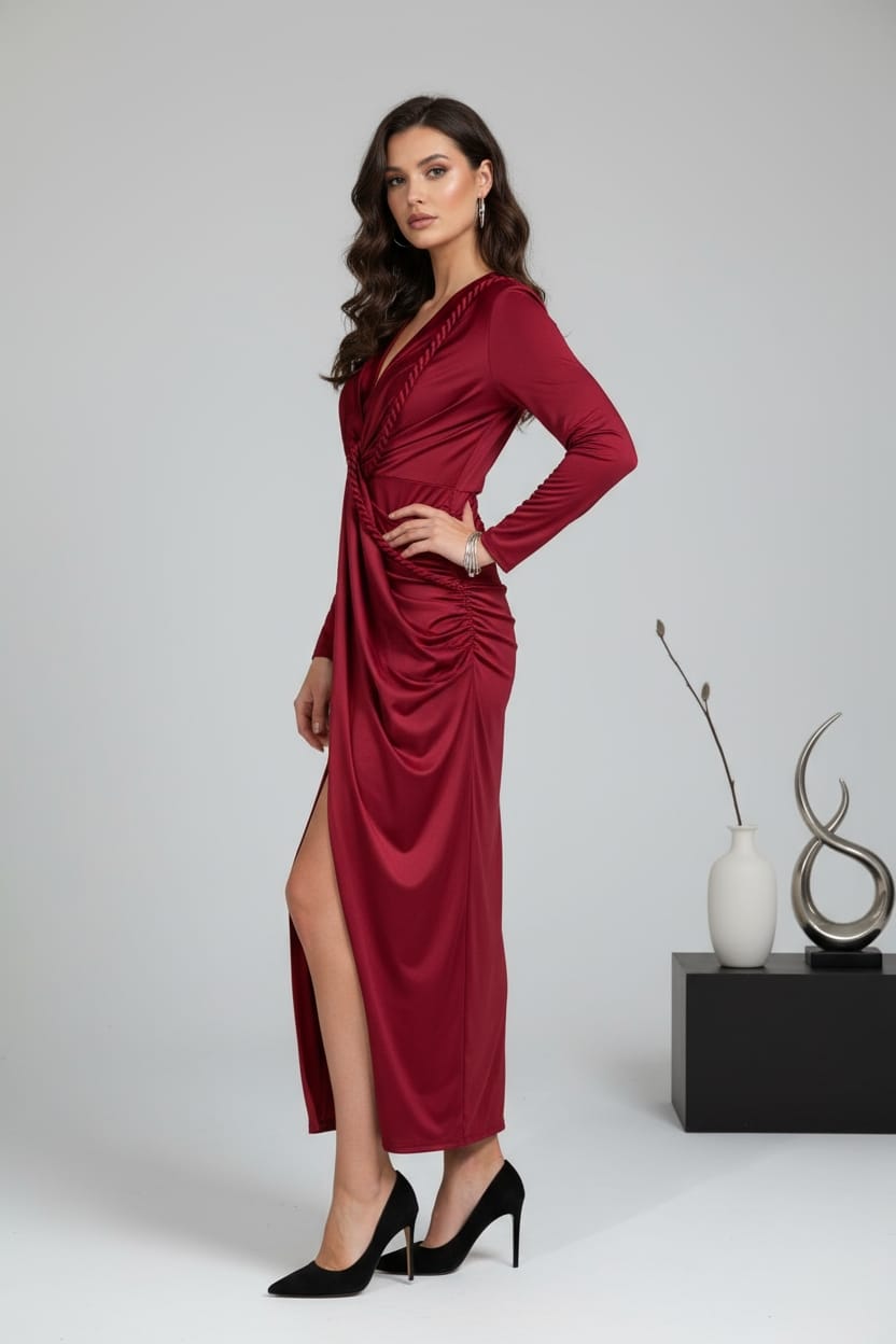 Rochie midi Ella, Rosu