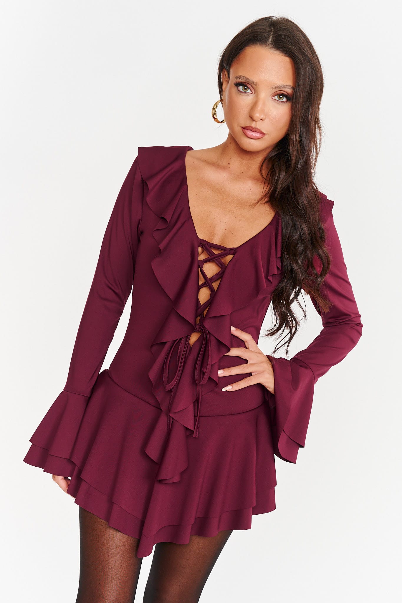 Rochie-Salopeta mini Lizett, Burgundy