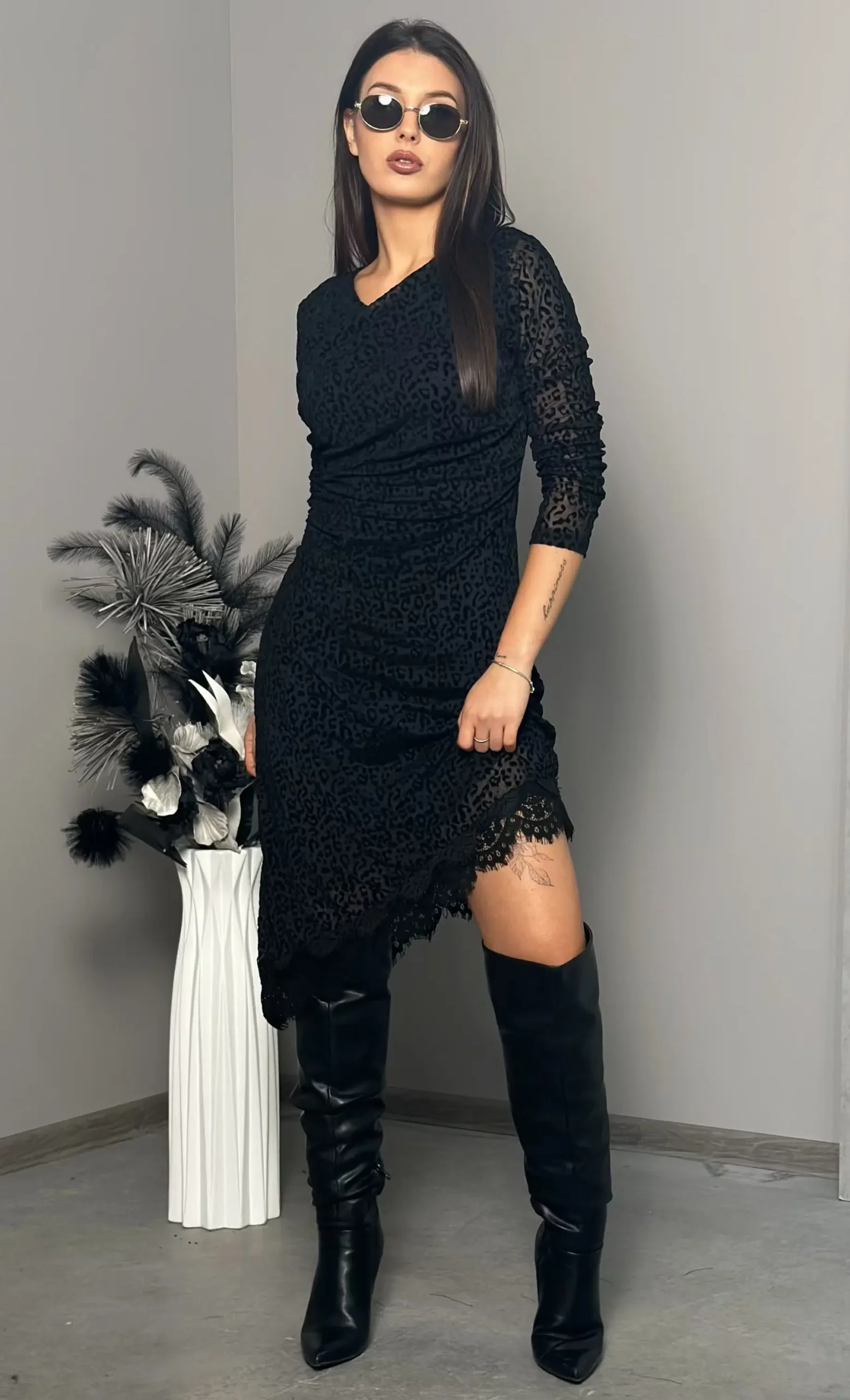 Rochie midi Victoria, Negru