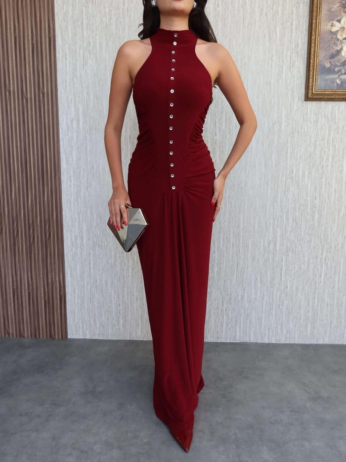 Rochie maxi Zaira, Burgundy