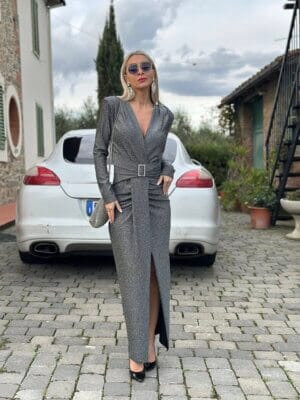 Rochie maxi Ivone, Argintiu