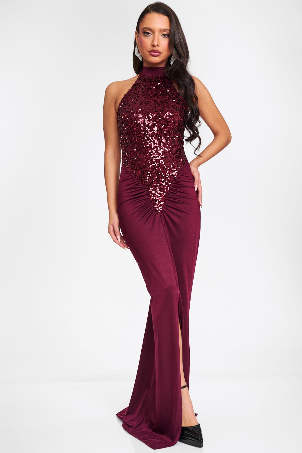 Rochie maxi Raisa, Burgundy