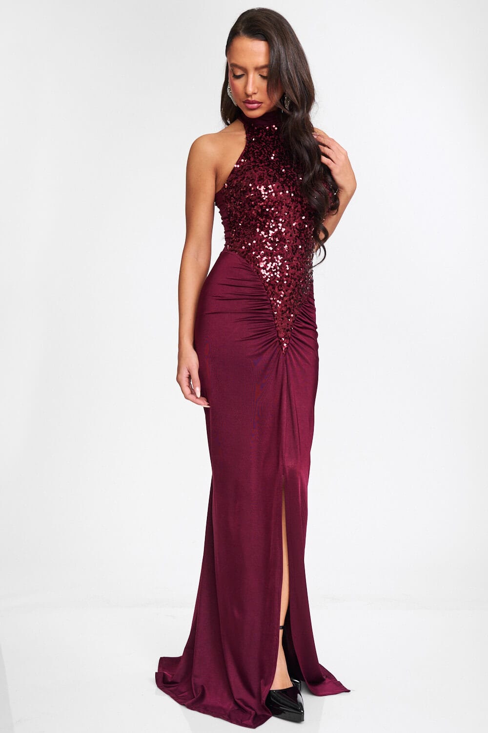 Rochie maxi Raisa, Burgundy