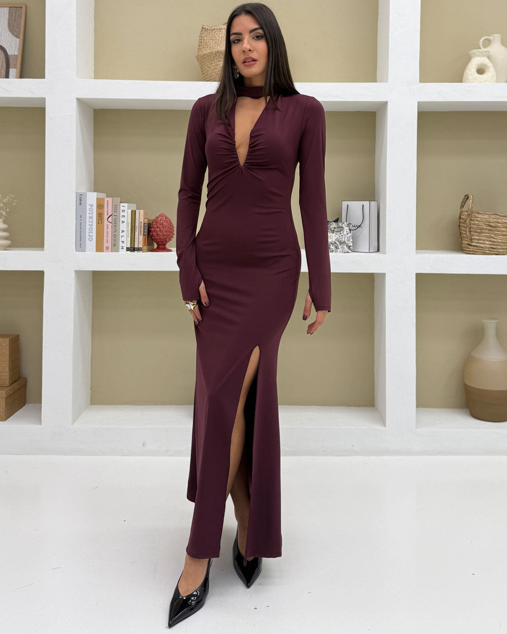 Rochie maxi Kendall, Burgundy