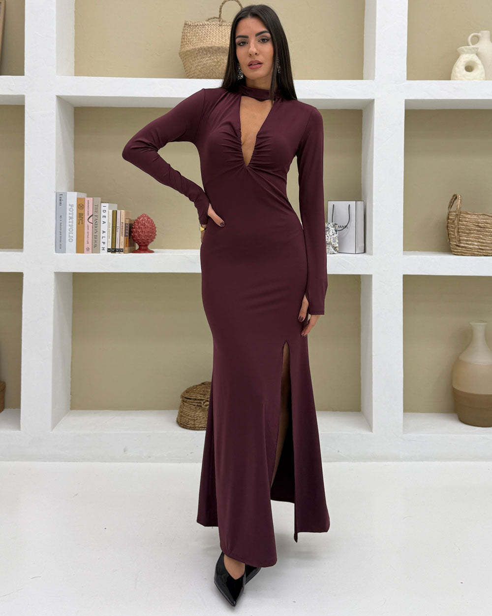 Rochie maxi Kendall, Burgundy