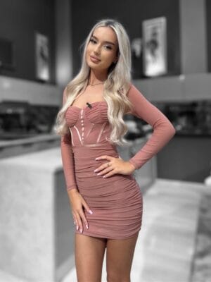 Rochie mini Adela, Roz