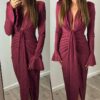 Rochie midi Charlot, Burgundy