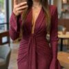 Rochie midi Charlot, Burgundy